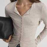 Rib Splay Top Oatmeal Heather