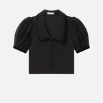 The Velvet Trim Sailor Blouse Black