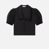 The Velvet Trim Sailor Blouse Black