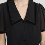 The Velvet Trim Sailor Blouse Black