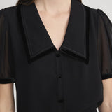 The Velvet Trim Sailor Blouse Black