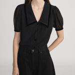 The Velvet Trim Sailor Blouse Black