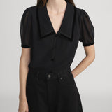 The Velvet Trim Sailor Blouse Black