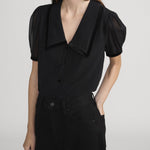 The Velvet Trim Sailor Blouse Black