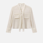 The Polka Dot Modern Tie Blouse Ecru Multi