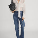 The Polka Dot Modern Tie Blouse Ecru Multi