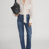 The Polka Dot Modern Tie Blouse Ecru Multi