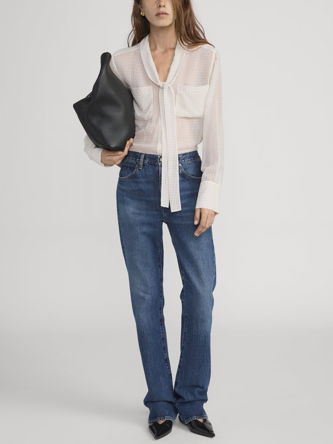 The Polka Dot Modern Tie Blouse Ecru Multi