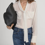 The Polka Dot Modern Tie Blouse Ecru Multi