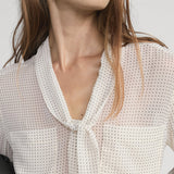 The Polka Dot Modern Tie Blouse Ecru Multi