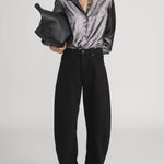 The Shiny Staple Blouse Gunmetal