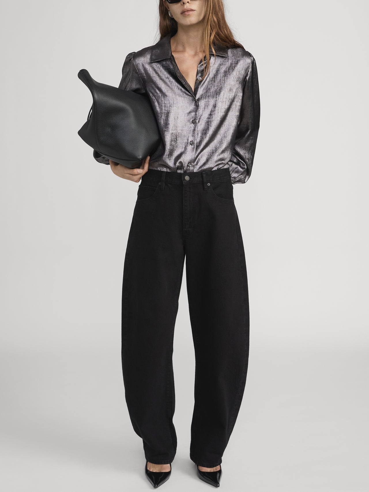 The Shiny Staple Blouse Gunmetal