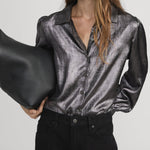 The Shiny Staple Blouse Gunmetal