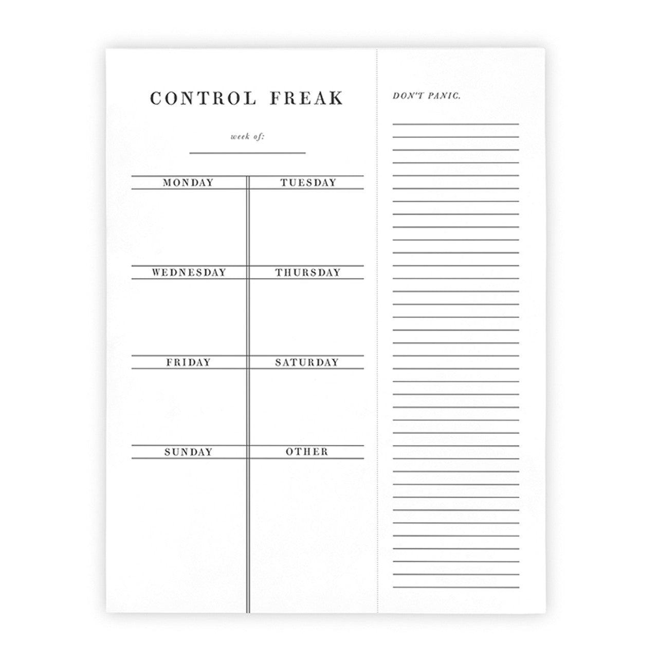 Control Freak Weekly List Pad