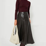 Cassia Leather Skirt Chocolate Brown