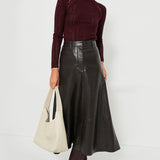 Cassia Leather Skirt Chocolate Brown