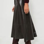 Cassia Leather Skirt Chocolate Brown