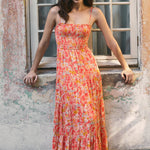 Balos Jardin Floral Midi Dress Persimmon