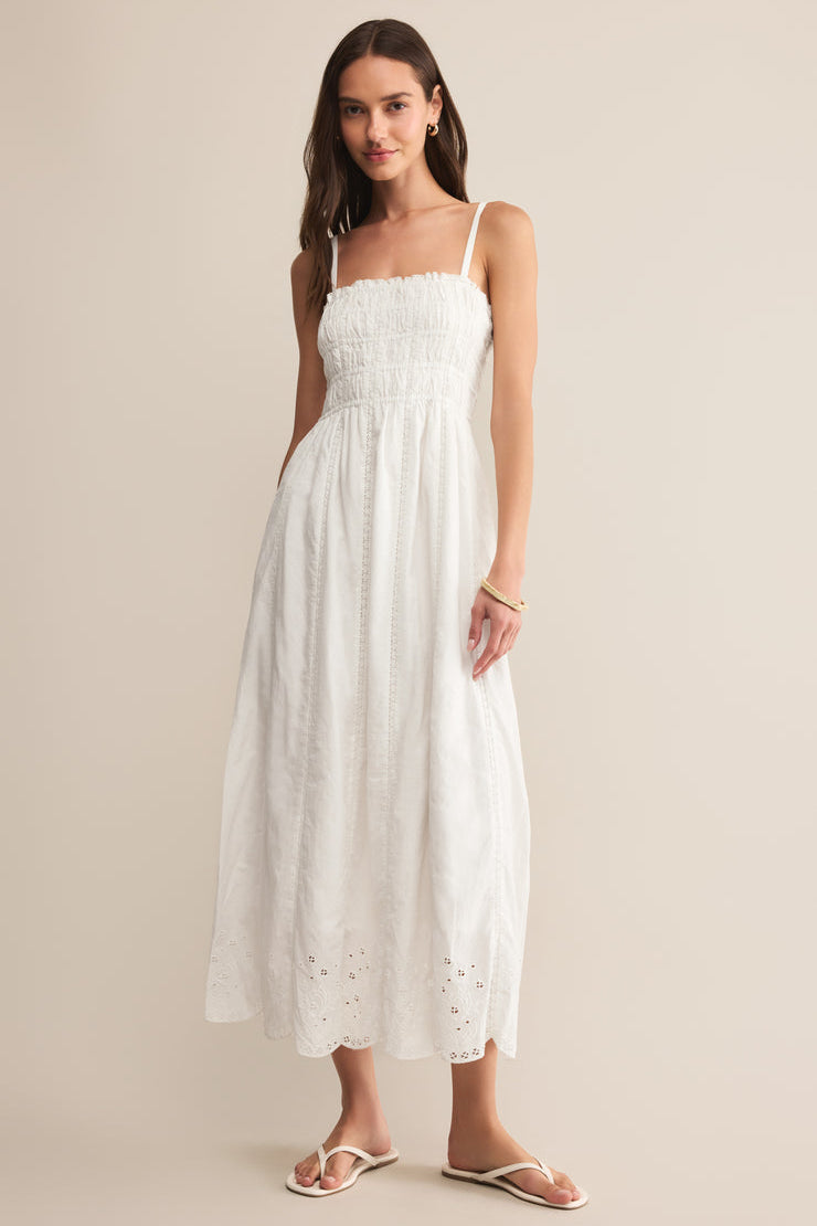 Dani Embroidered Midi Dress White
