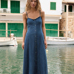 Angel Eyes Denim Midi Dress Medium Indigo