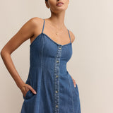 Angel Eyes Denim Midi Dress Medium Indigo