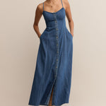 Angel Eyes Denim Midi Dress Medium Indigo
