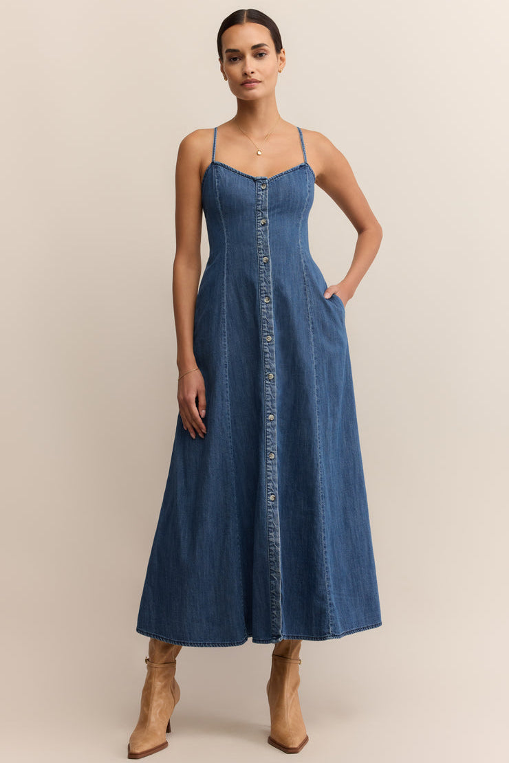 Angel Eyes Denim Midi Dress Medium Indigo