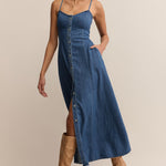 Angel Eyes Denim Midi Dress Medium Indigo