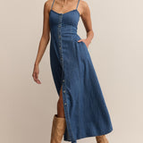Angel Eyes Denim Midi Dress Medium Indigo