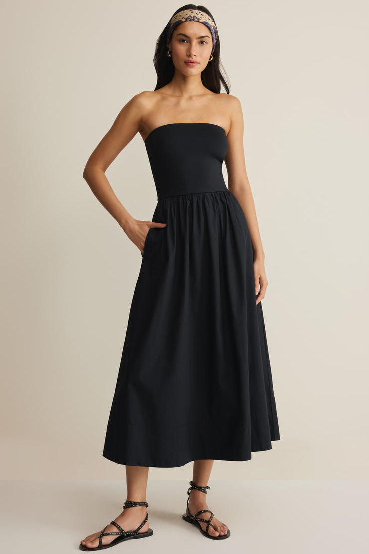 Sunsought Strapless Midi Dress Black