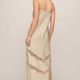 Bruna Lace Inset Midi Dress Chalk