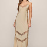 Bruna Lace Inset Midi Dress Chalk