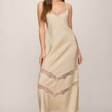 Bruna Lace Inset Midi Dress Chalk