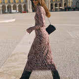 Sevilla Zebra Mesh Midi Dress Velvet Rouge