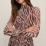 Sevilla Zebra Mesh Midi Dress Velvet Rouge