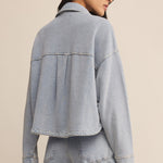 All Day Cropped Knit Denim Jacket Washed Indigo