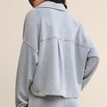 All Day Cropped Knit Jacket Washed Indigo