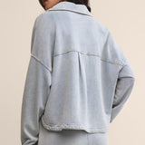 All Day Cropped Knit Jacket Washed Indigo