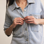 All Day Cropped Knit Jacket Washed Indigo