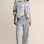 All Day Cropped Knit Jacket Washed Indigo