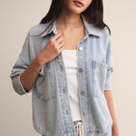 All Day Cropped Knit Jacket Washed Indigo