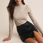 Allegra Mini Leather Skirt Black