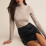 Allegra Mini Leather Skirt Black