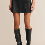 Allegra Mini Leather Skirt Black