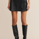 Allegra Mini Leather Skirt Black