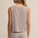 Sloane V-Neck Rib Tank Slate Grey