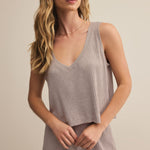 Sloane V-Neck Rib Tank Slate Grey