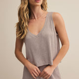 Sloane V-Neck Rib Tank Slate Grey