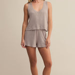 Sloane V-Neck Rib Tank Slate Grey