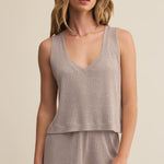 Sloane V-Neck Rib Tank Slate Grey